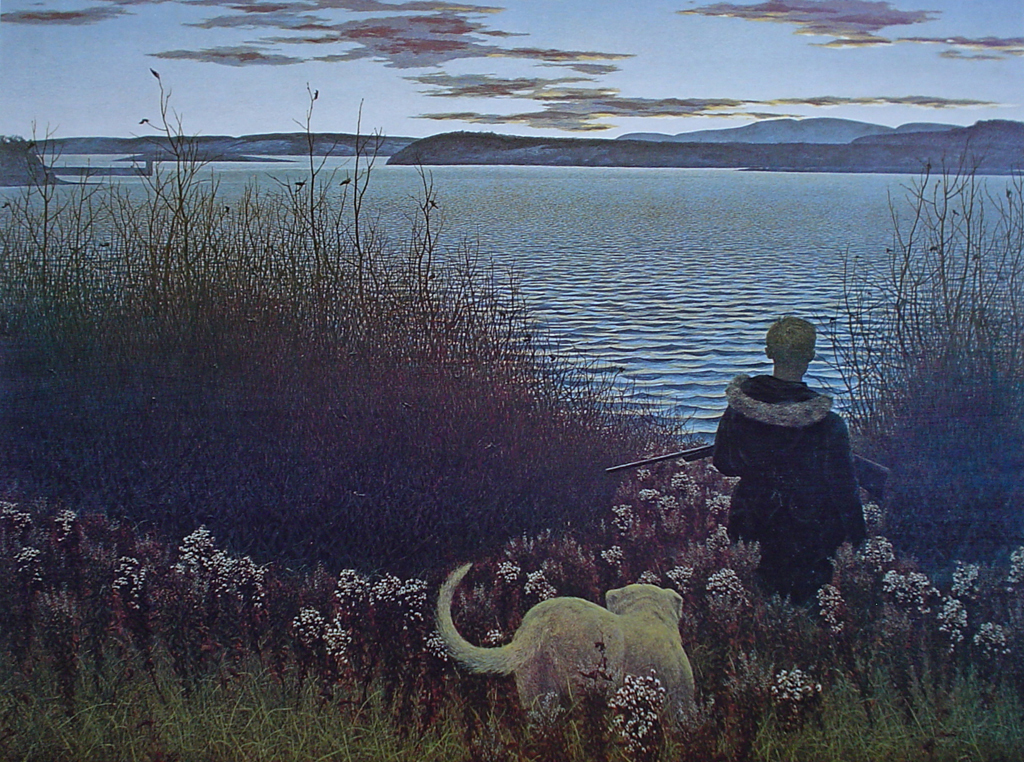Boy, Dog And St John River by Alex Colville