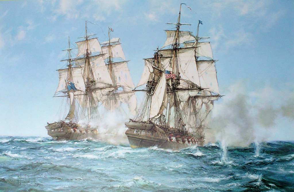 The Action Between Java And Constitution 1812 by Montague Dawson