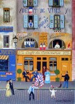 Paris Street Scene With Cafe by Michel Delacroix