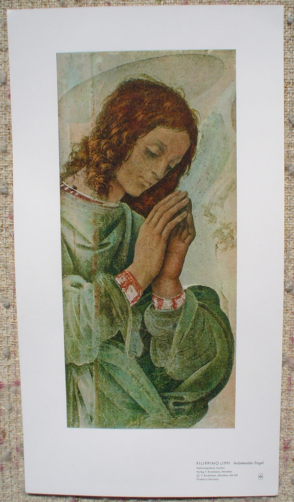 Praying Angel by Filippino Lippi, shown with full margins - collectible collotype fine art print