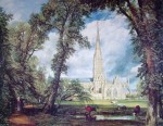 Salisbury Cathedral by John Constable - offset lithograph fine art print