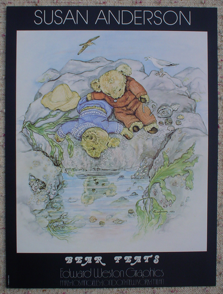 Bear Feats by Susan Anderson, shown with full margins - offset lithograph fine art poster