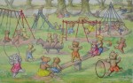 Teddy Bears' Playtime by Molly Brett - offset lithograph fine art print