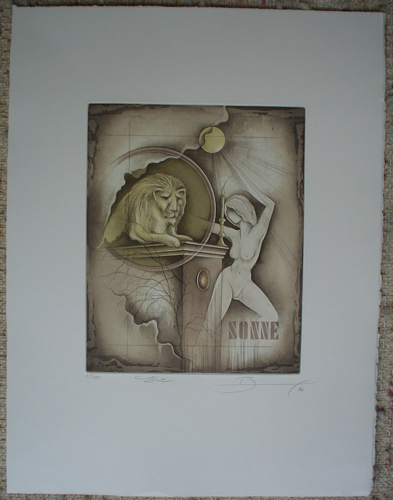 Loewe / Leo by Ruediger Brassel, shown with full margins - original etching, signed and numbered 57/ 125
