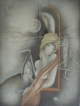 Dreamscape Man Woman Feather by Ruediger Brassel - original etching, signed and numbered "Muster"(Sample)