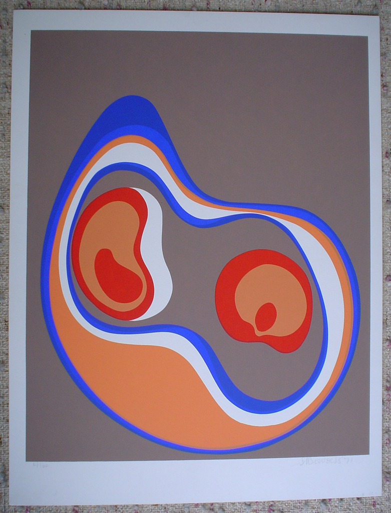 Rounded Blue Orange '71 by Bervoest, shown with full margins - original silkscreen, signed and numbered 14/ 60