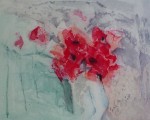 Red Flowers by Barzano, original etching, signed and numbered 36/ 150