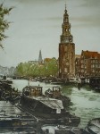 Amsterdam Montelbaanstoren by Roger Hebbelinck - original etching, signed and numbered 137/ 350