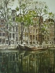 Amsterdam Gracht by Roger Hebbelinck - original etching, signed and numbered 45/ 350