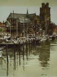 Dordrecht Grote Kerk by Roger Hebbelinck - original etching, signed and numbered 24/ 350