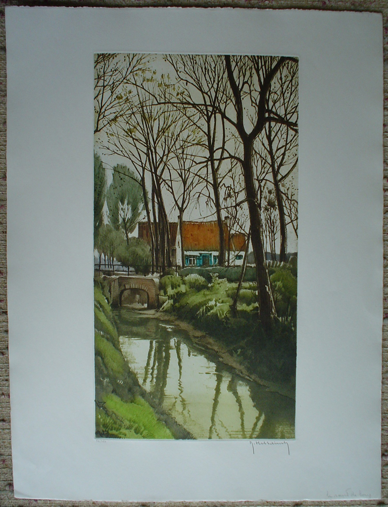  La Route De Loup by Roger Hebbelinck, shown with full margins  - original etching, signed and numbered 34/ 350