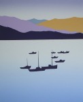 Ships Mountains Harbour by Key - original silkscreen, hand-signed in pencil by artist