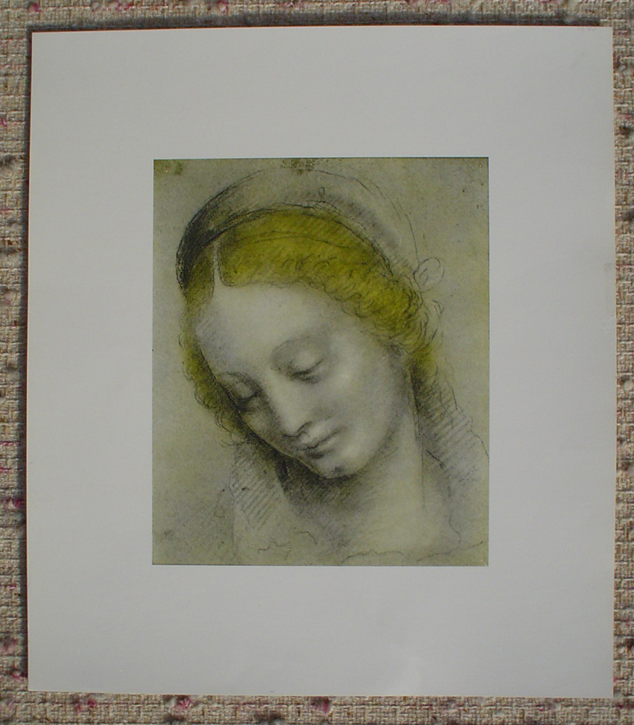 Head Of A Woman by Bernardino Luini, shown with full margins - offset lithograph fine art print