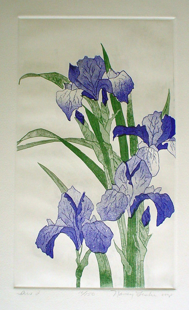 Iris 1 by Nancy Leslie - original etching, signed and numbered edition of 150