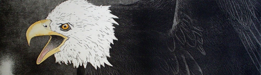 Bald Eagle by Nancy Leslie - original etching, signed and numbered 18/ 150