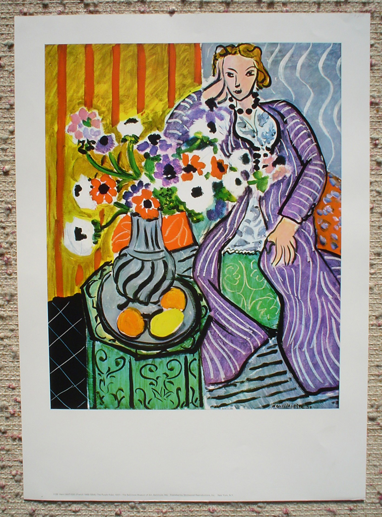 The Purple Robe by Henri Matisse, shown with full margins - offset lithograph fine art print