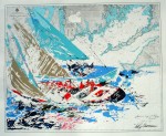 America's Cup 19th Challenge Newport by Leroy Neiman, shown with full margins - original serigraph, silkscreen