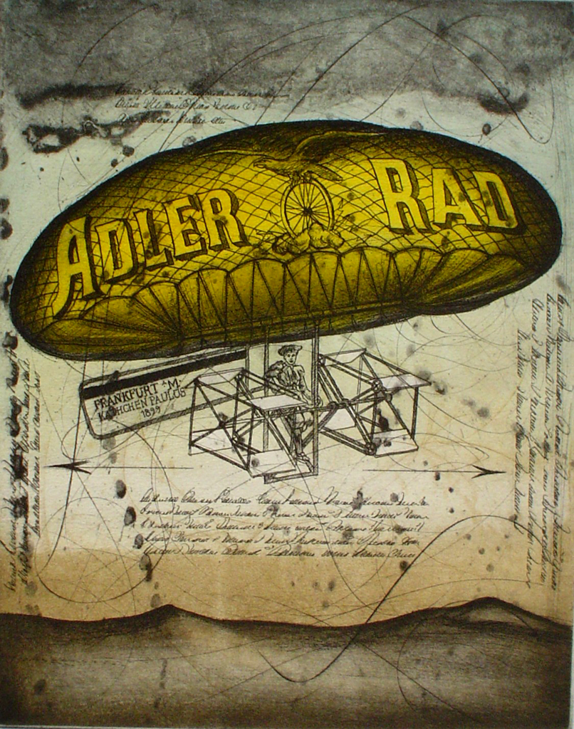 Adler Rad Frankfurt 1899 by Udo Nolte - original etching, signed and numbered 7/ 200