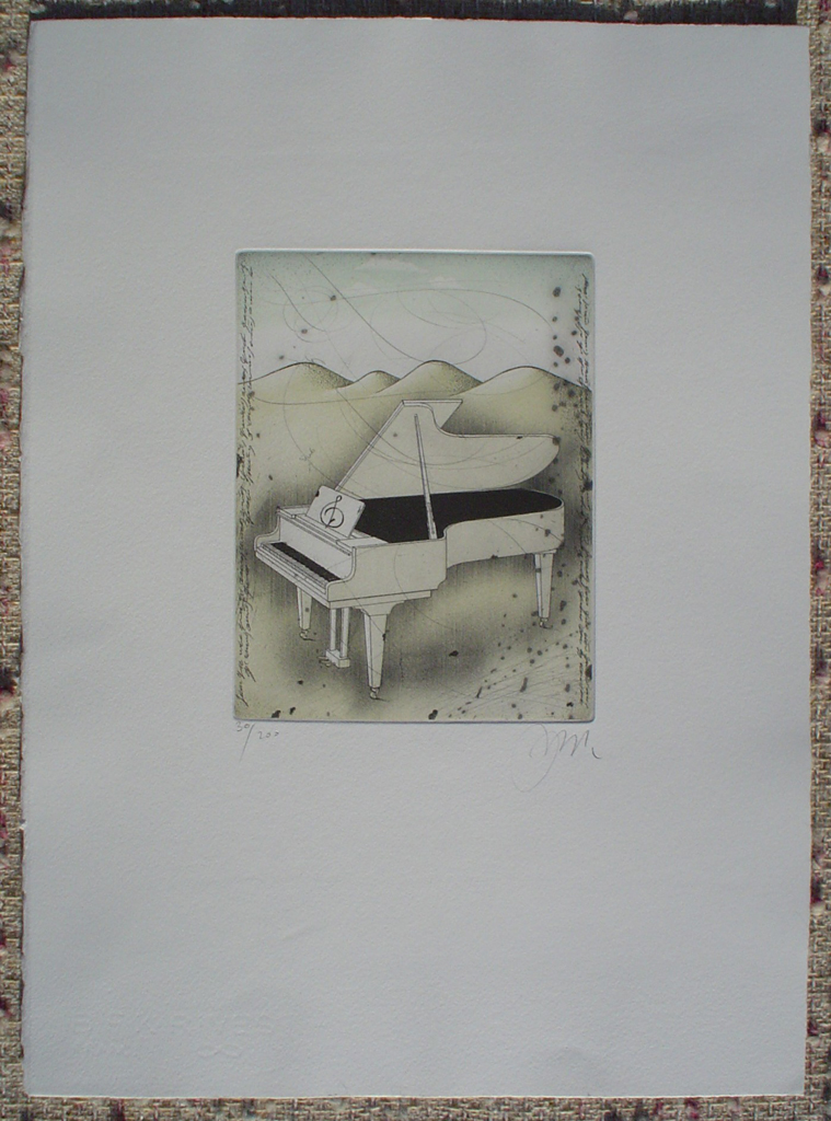 Grand Piano by Udo Nolte, shown with full margins - original etching, signed and numbered 30/ 200