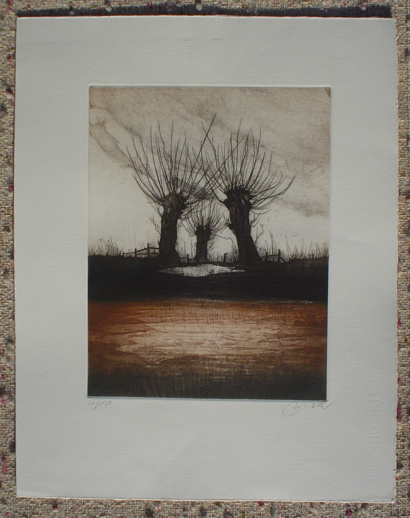 Three Trees by Udo Nolte, shown with full margins - original etching, signed and numbered 74/ 150