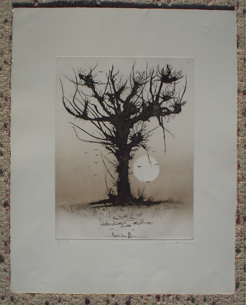 Phantasie Tree by Udo Nolte, shown with full margins - original etching, signed and numbered 28/ 200