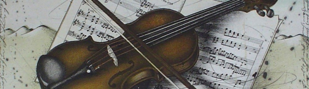 Violin And Mozart Music by Udo Nolte - original etching, signed and numbered 7/ 150