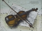 Violin And Mozart Music by Udo Nolte - original etching, signed and numbered 7/ 150