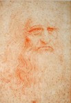 Self Portrait in Red Chalk of Leonardo DaVinci - offset lithograph vintage fine art print - printed in Italy (KerrisdaleGallery.com)