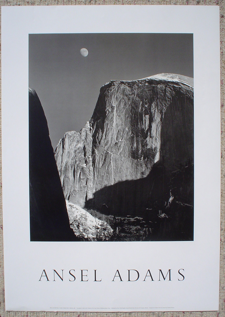 Moon And Half Dome by Ansel Adams, shown with full margins - offset lithograph fine art photographic poster print