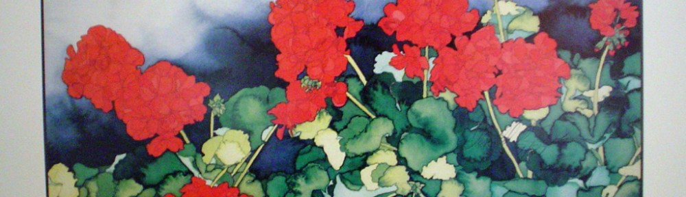 Cannon Beach Geraniums by Donald Ewen, hand-signed by artist - fine art poster print