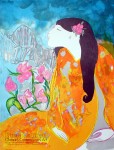 Lady In Orange by Linda Le Kinff - silkscreen fine art original poster print