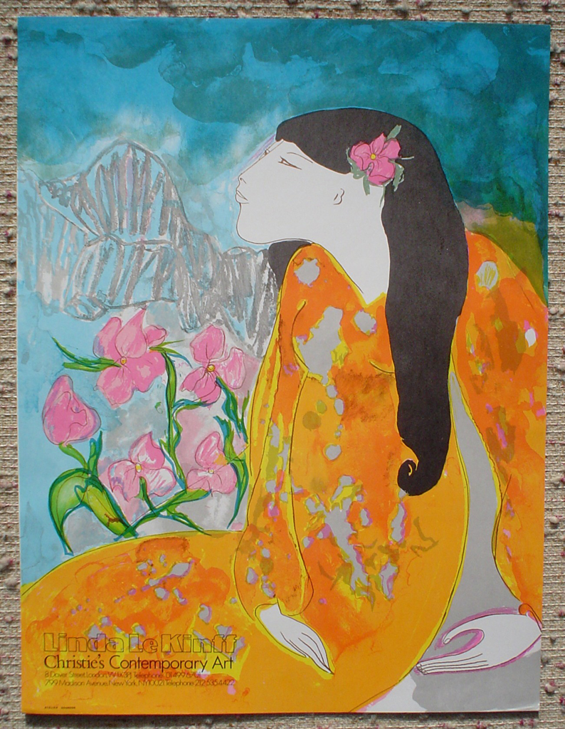 Lady In Orange by Linda Le Kinff, shown with full margins - silkscreen fine art original poster print