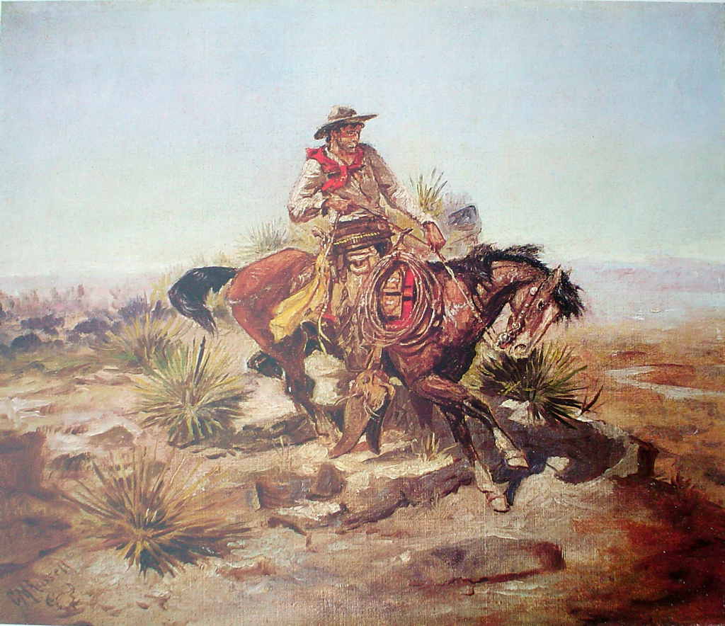Riding Line by Charles Marion Russell - offset lithograph fine art print
