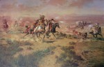 Attack On The Wagon Train 1904 by Charles Marion Russell - offset lithograph fine art print