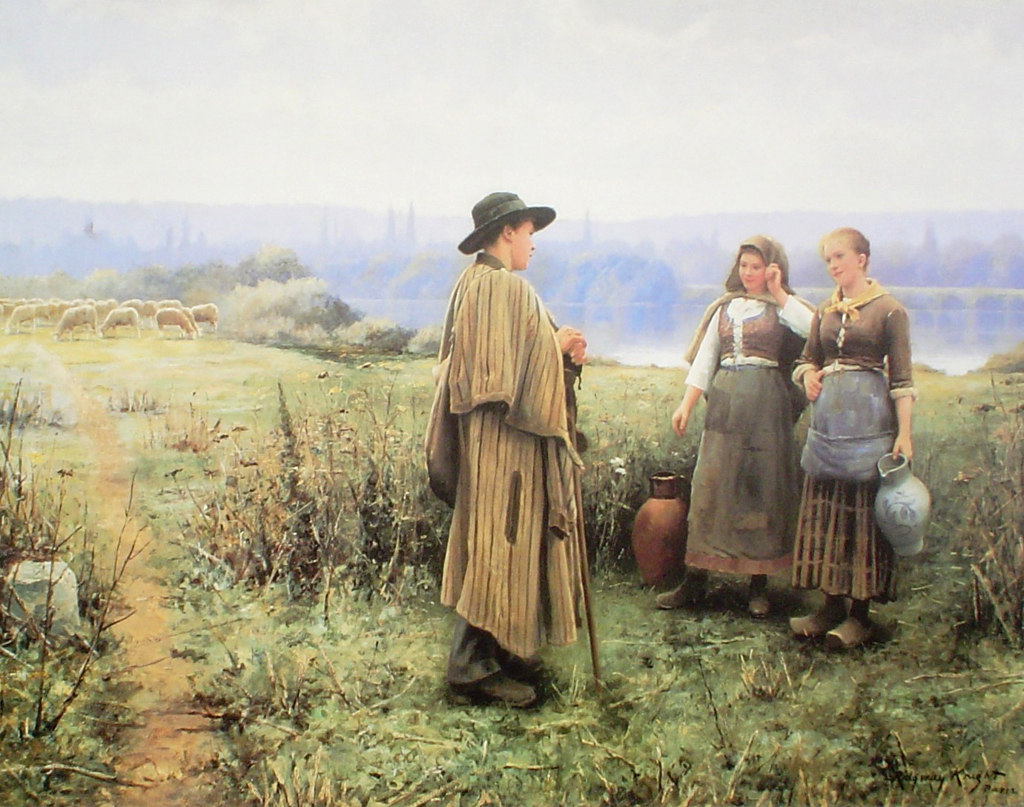 An Idle Moment by Daniel Ridgway Knight - offset lithograph fine art poster print