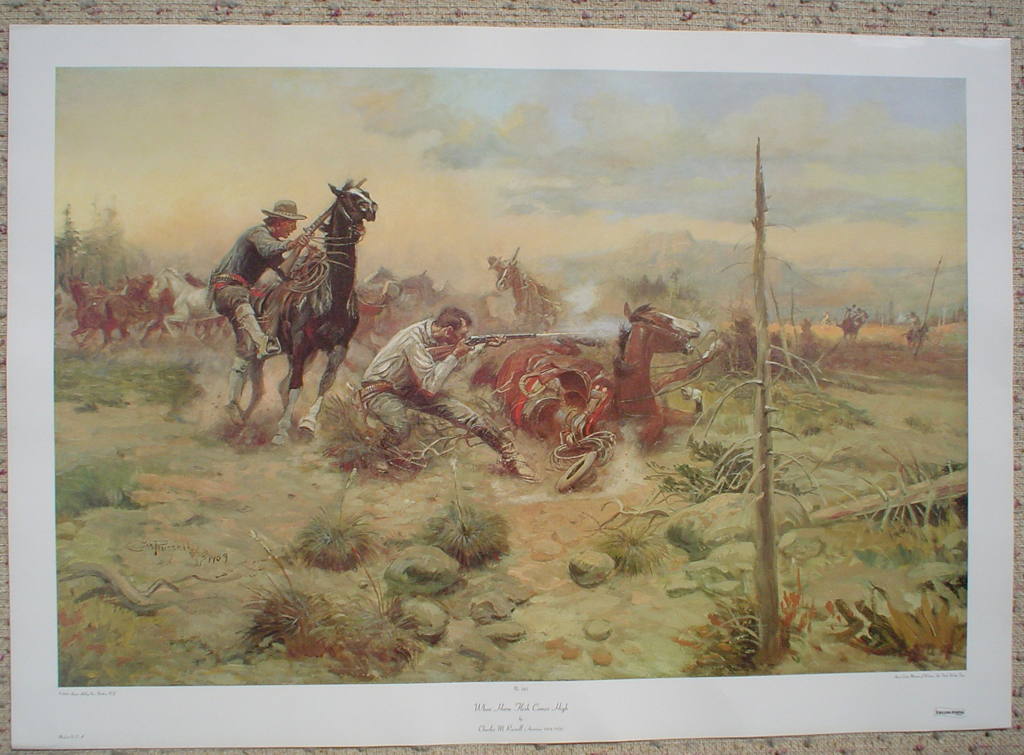 When Horse Flesh Comes High by Charles Russell, shown with full margins - offset lithograph fine art print