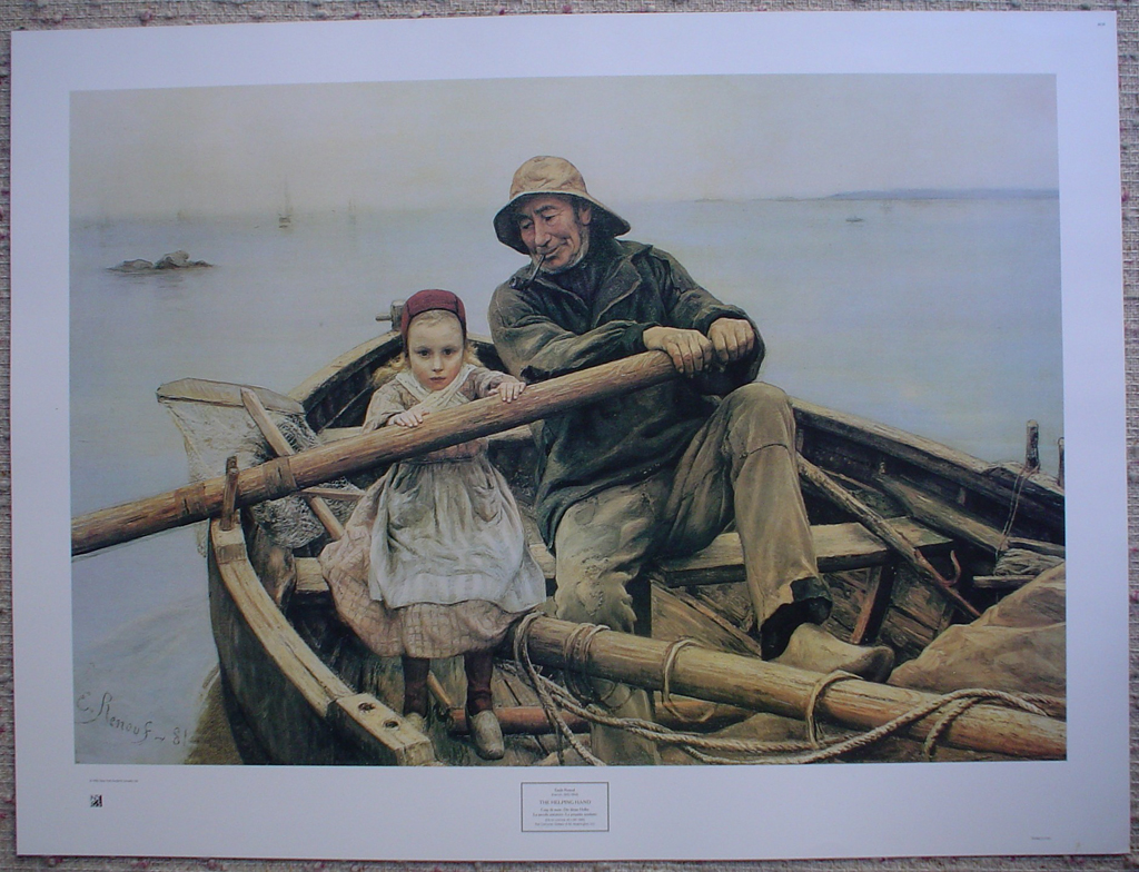 The Helping Hand by Emile Renouf, shown with full margins- offset lithograph fine art print