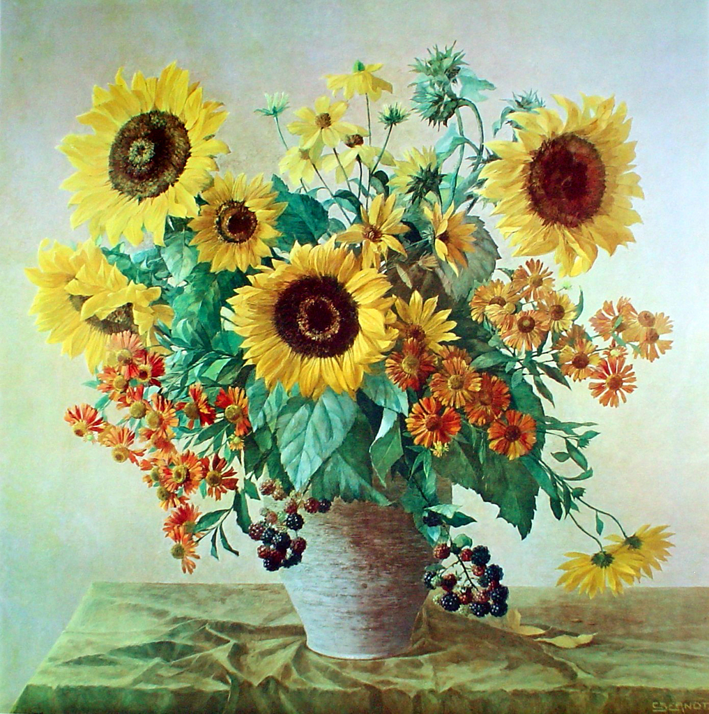 Sonnenblumen Sunflowers by Carl Berndt - collectible collotype fine art print