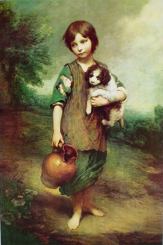 Cottage Girl With Dog And Pitcher by Sir Thomas Gainsborough - offset lithograph fine art print