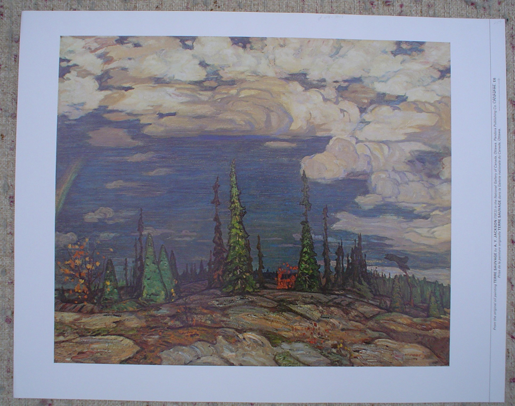 Terre Sauvage by AY Jackson, shown with full margins - Group of Seven offset lithograph fine art print