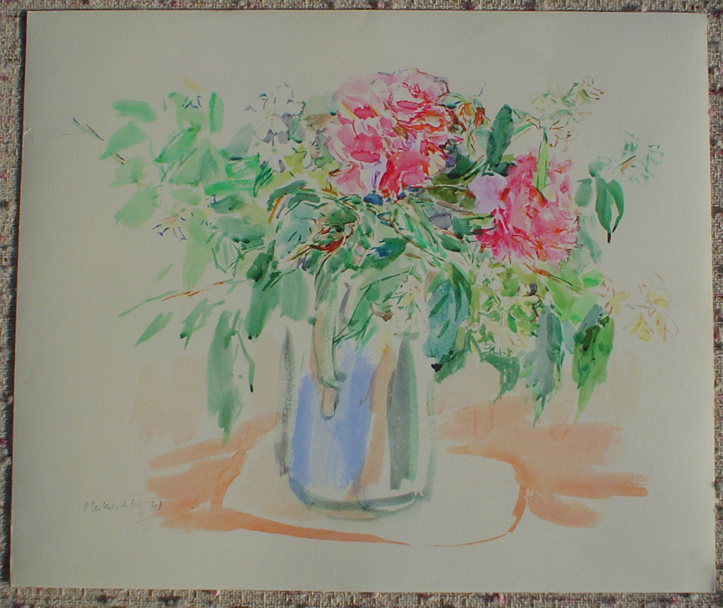 Roses At Villeneuve by Oskar Kokoschka, shown with full margins - collectible collotype fine art print
