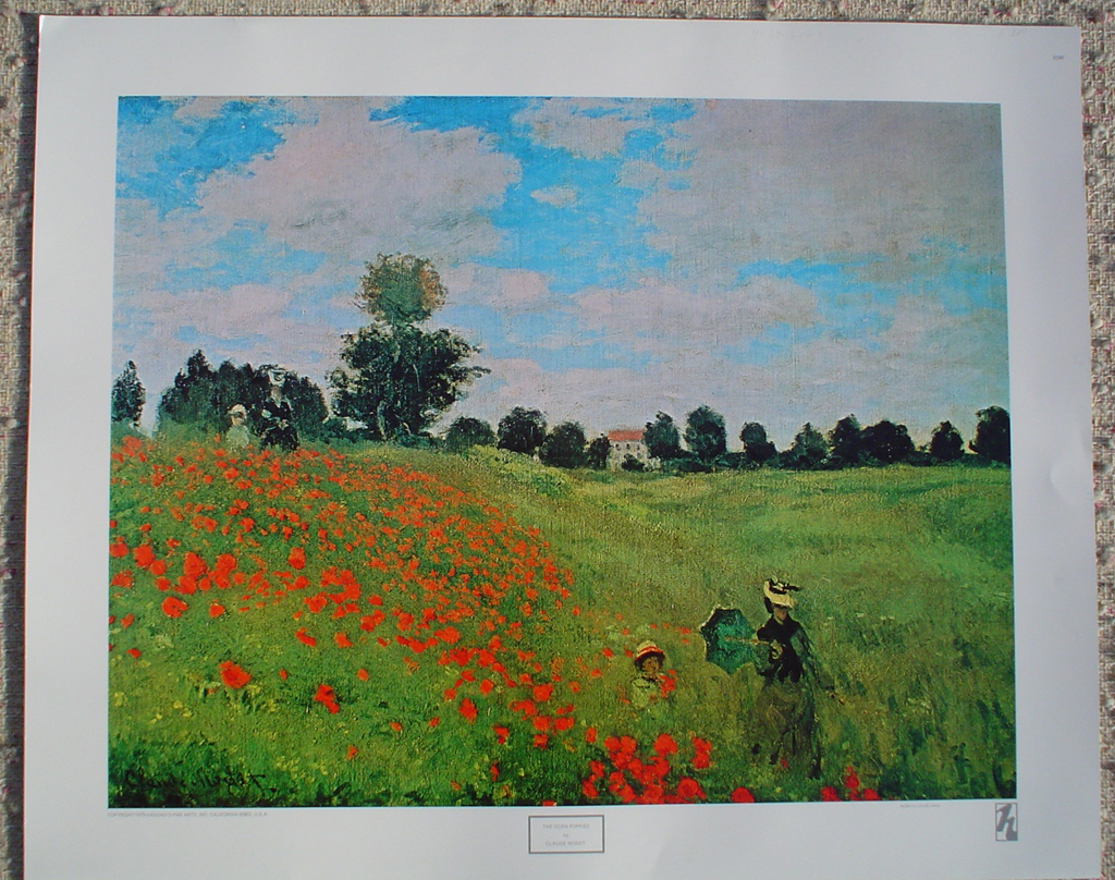 Corn Poppies by Claude Monet, shown with full margins - offset lithograph fine art print