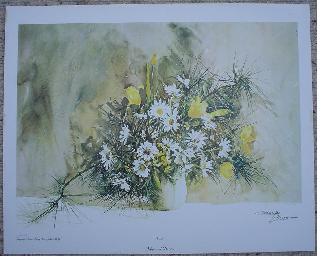 Tulips And Daisies by Carolyn Blish, shown with full margins - offset lithograph fine art print