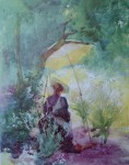 A Woman Sketching In A Glade by Mildred Anne Butler - offset lithograph fine art print