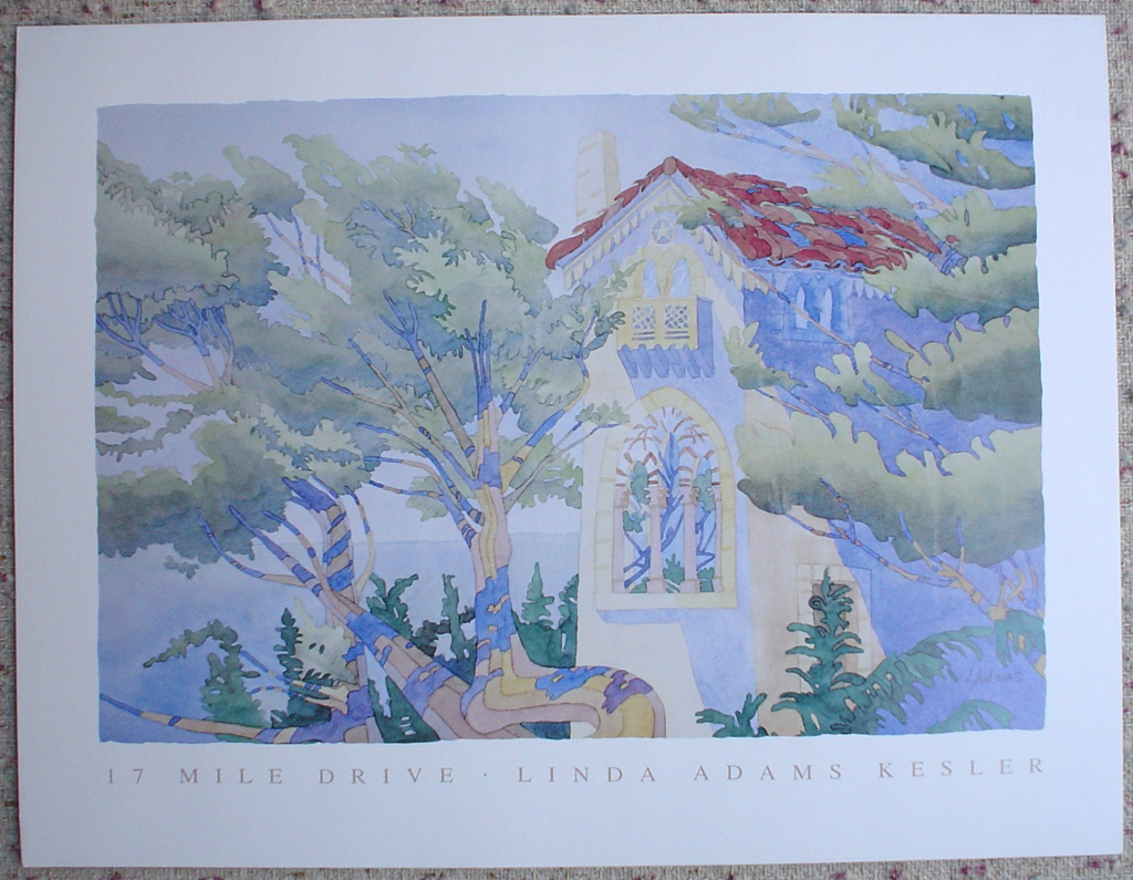 17 Mile Drive by Linda Adams Kesler, shown with full margins - offset lithograph fine art poster print
