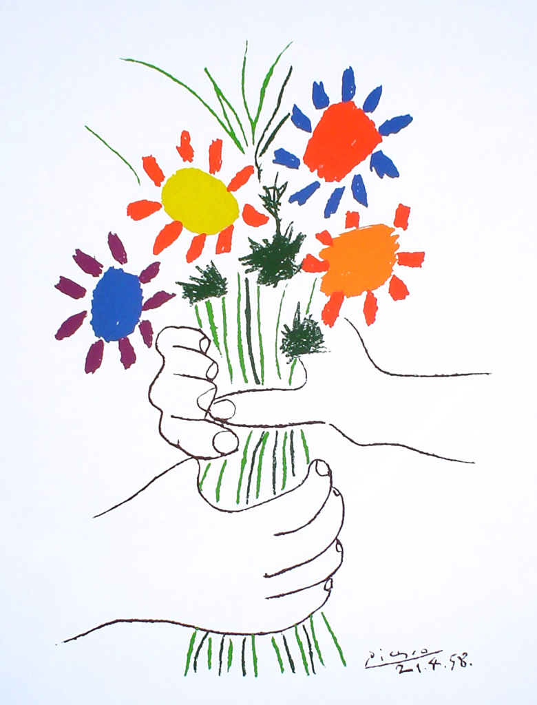 Bouquet With Hands by Pablo Picasso - silkscreen reproduction fine art print