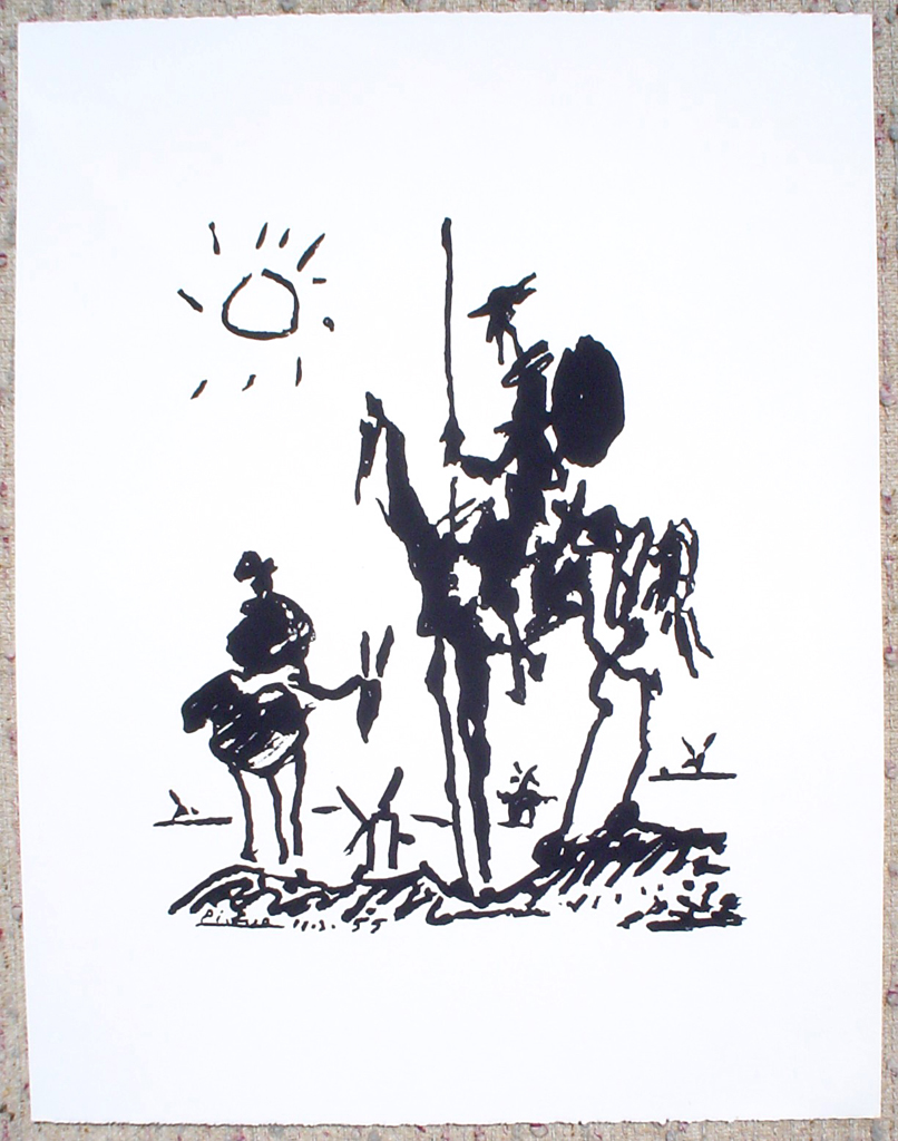 Don Quixote by Pablo Picasso, shown with full margins - silkscreen reproduction fine art print