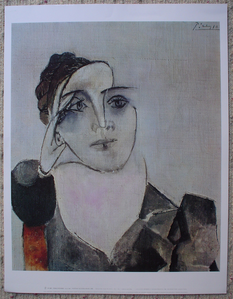 Portrait De Dora Maar by Pablo Picasso, shown with full margins - offset lithograph fine art print
