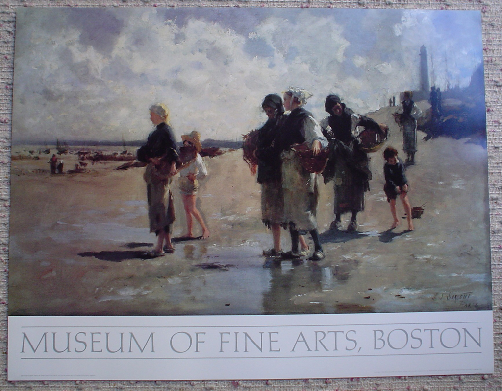 The Oyster Gatherers Of Cancale by John Singer Sargent, Museum of Fine Arts Boston, shown with full margins - offset lithograph fine art poster print