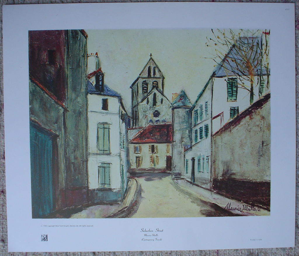 Suburban Street by Maurice Utrillo, shown with full margins - collectable collotype fine art print